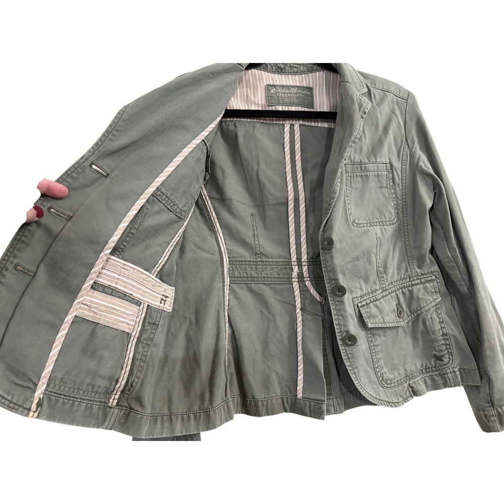 Eddie Bauer Womens Jacket Blazer Legendwash Stretch Light Green Size 6 EUC - Picture 4 of 8